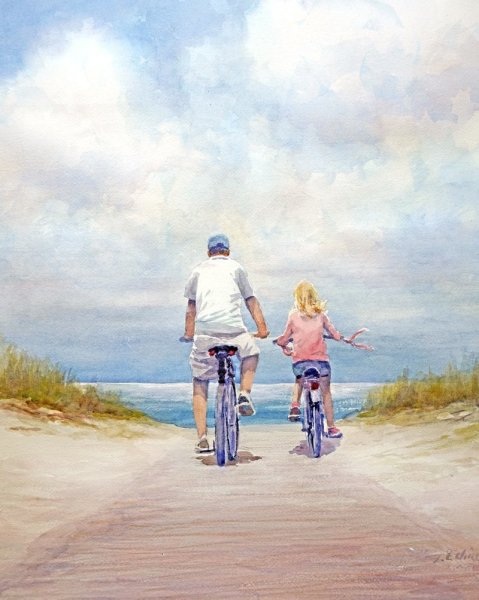 Живопись папа с дочкой