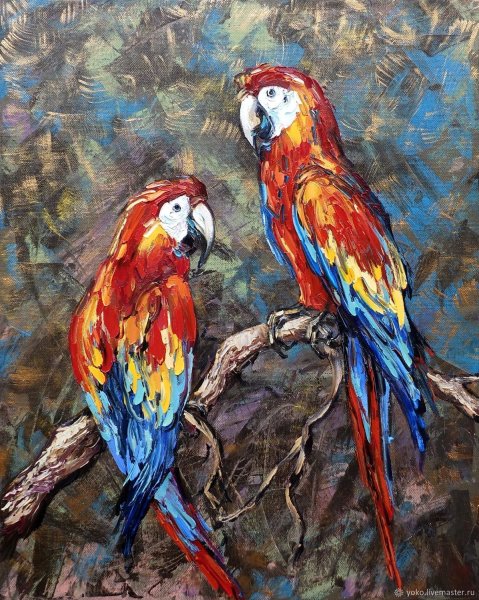 Попугай маслом