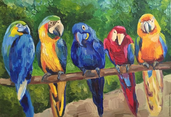 Картина маслом попугай