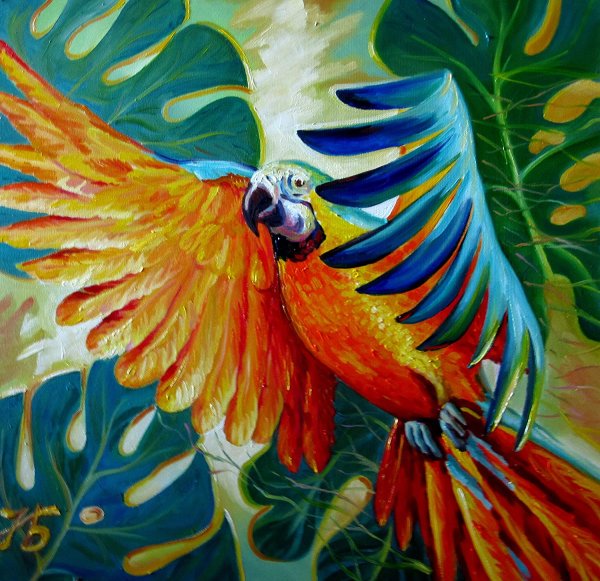 Попугаи декоративная живопись