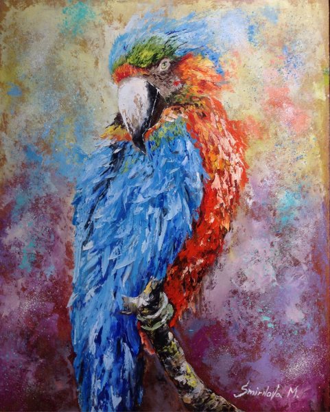 Картина маслом попугай