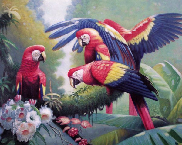 Попугаи на картинах художников