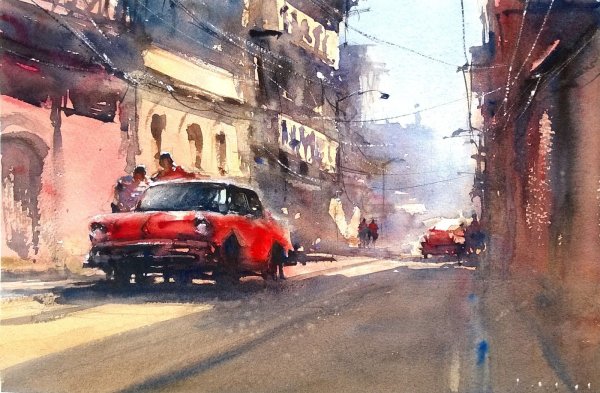 Куба акварель