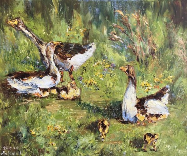 Гусь картина маслом