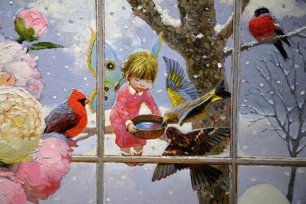 Виктор Низовцев художник ангелы зима