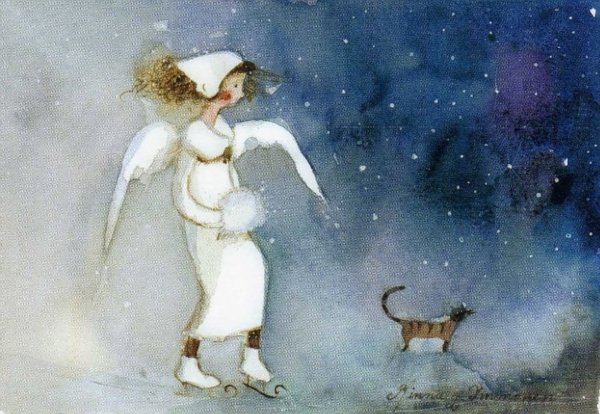 Шерстяная живопись ангел