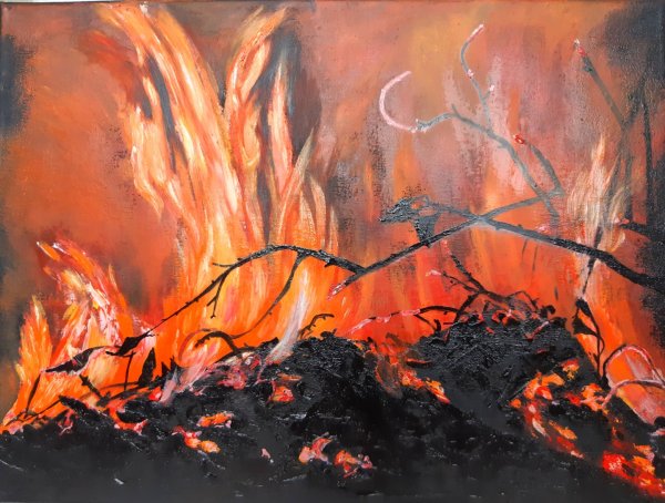 Костер картина маслом