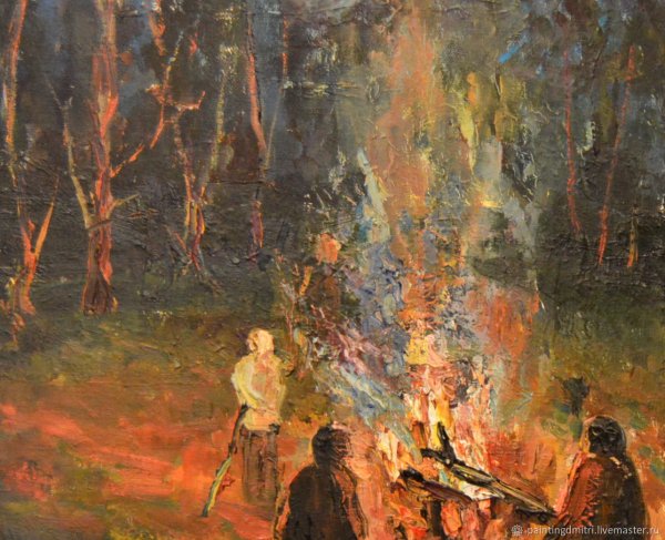 Хныгин Лазарь Алексеевич у костра