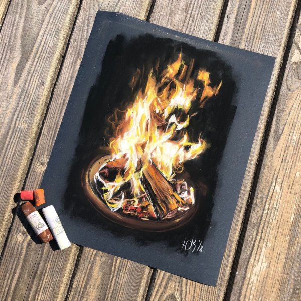 Костер пастелью