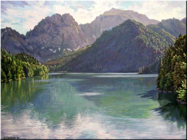 Озеро Рица живопись