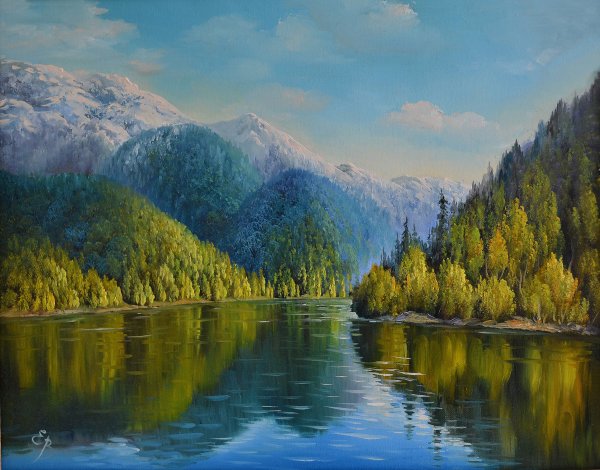 Озеро Рица живопись