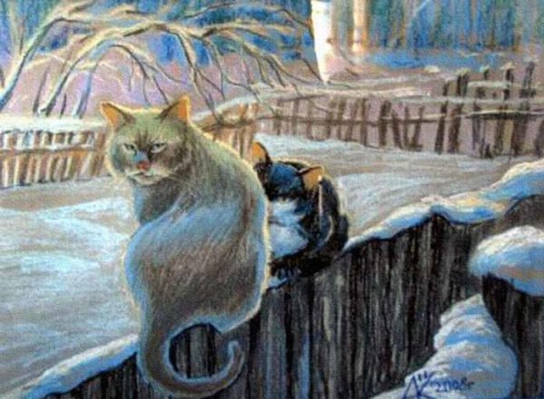 Картины русских художников зимние кот