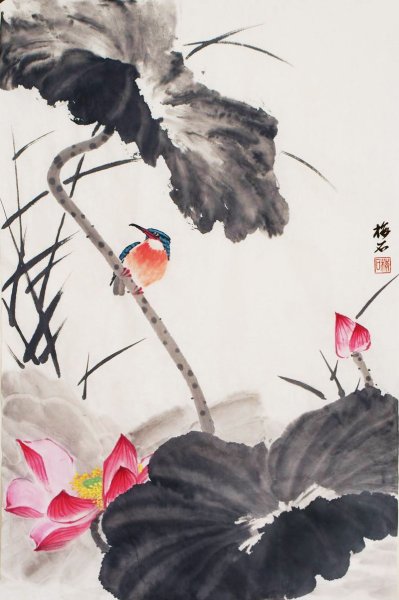 Китайская живопись гохуа Лотос