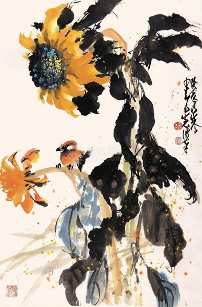 Китайская живопись Подсолнухи