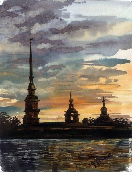 Петропавловская крепость в Санкт-Петербурге живопись