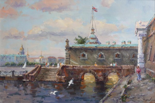 Петропавловская крепость маслом