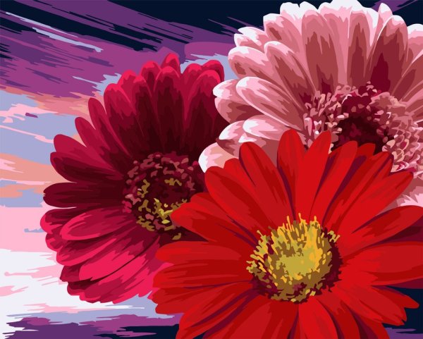 Сиреневая Гербера на холсте