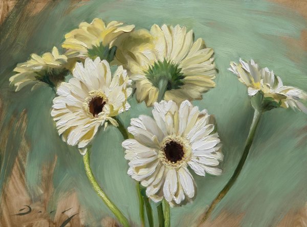 Герберы живопись маслом