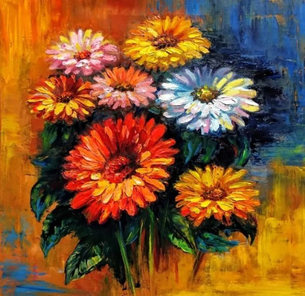Герберы живопись маслом