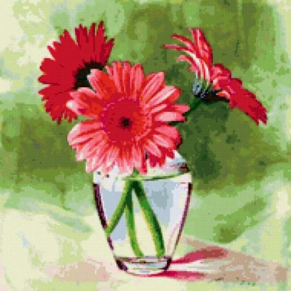 Герберы гуашью