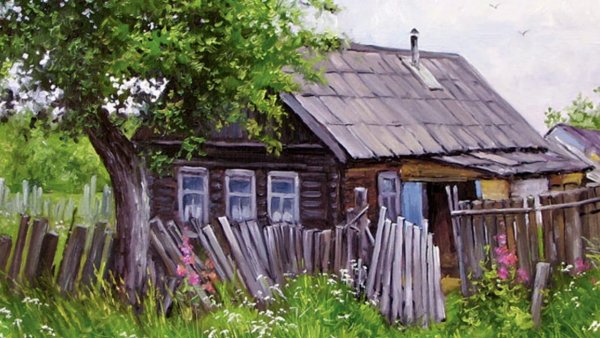 Художник Александр Воля деревенская улица лето