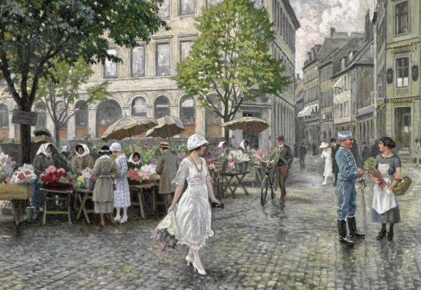 Датский художник Пауль Фишер (1860-1934) - «цветочный рынок»