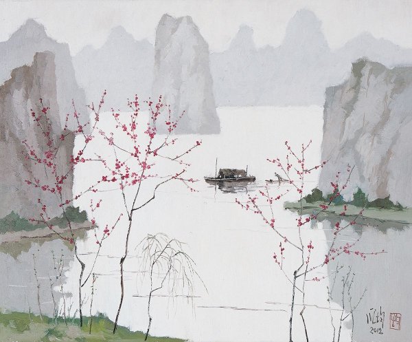 Китай горы Хуаншань Пейзажная живопись Весна