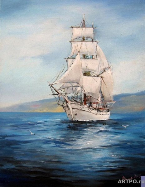 Картина корабль в море