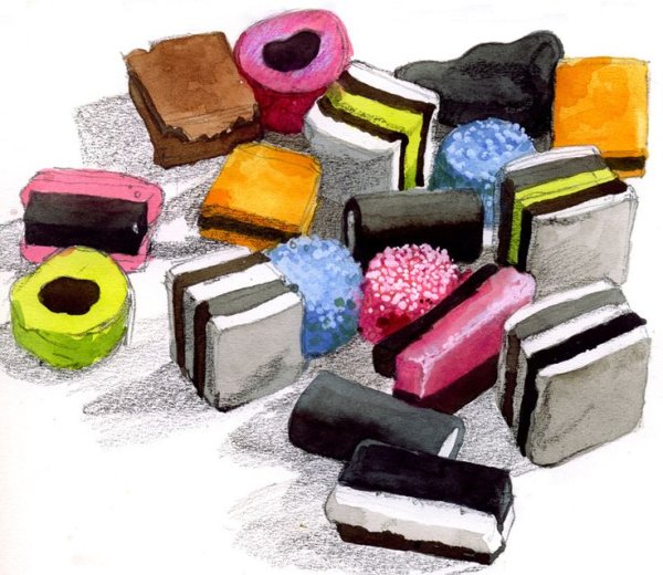 Картина натюрморт конфеты и чипсы вкусные