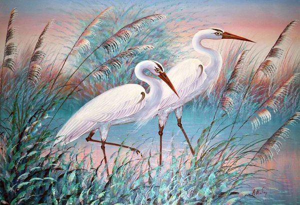 Картины пейзажи с цаплями