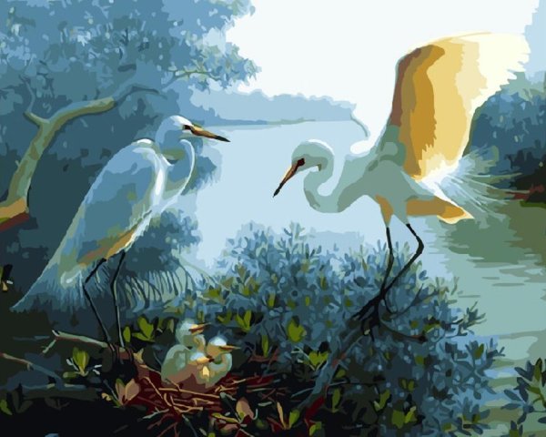 Пейзаж с журавлями