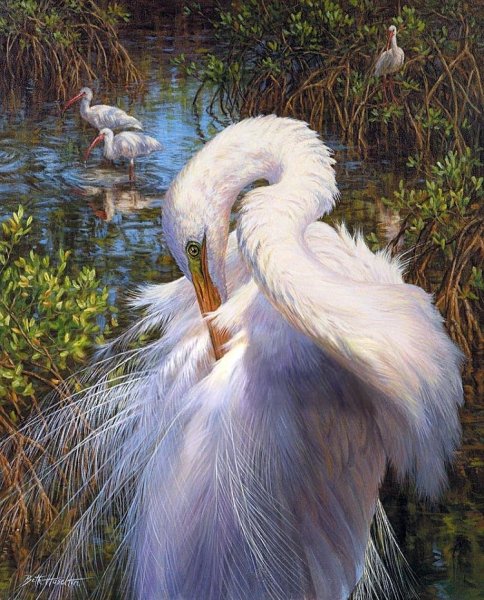 Цапли в картинах художников