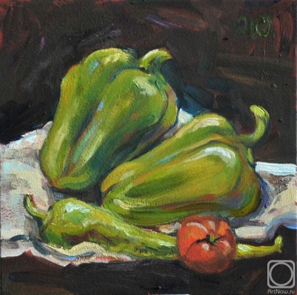 Этюд болгарский перец акварель зеленый