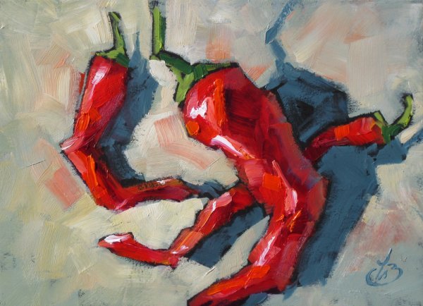Красный перец в живописи масло