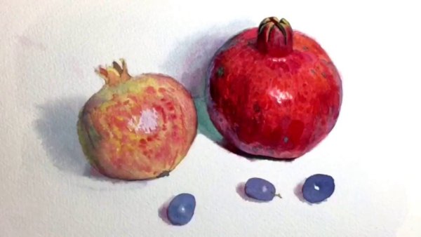 Этюды акварелью гранат