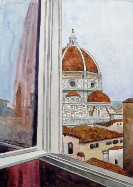 Санта-Мария-дель-Фьоре Филиппо Брунеллески акварелью