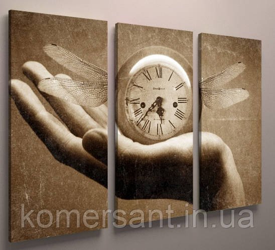 Модульная картина с часами для гостиной