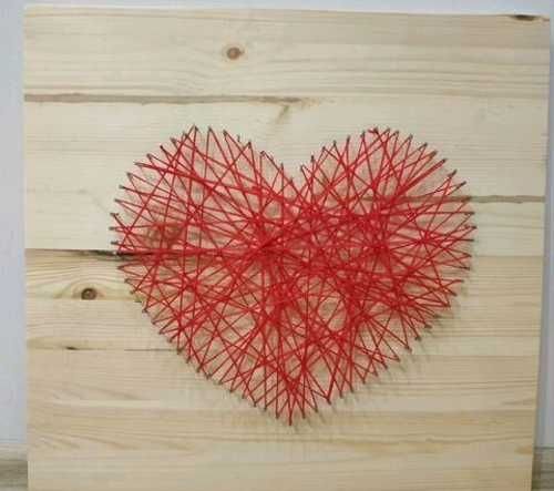 Объёмное сердце из ниток картина
