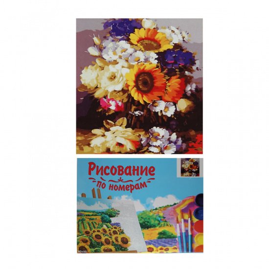 Рисование по номерам рыжий кот полевые цветы на столе