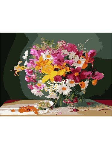 Рыжий кот картина по номерам "яркий букет" 30x40 см