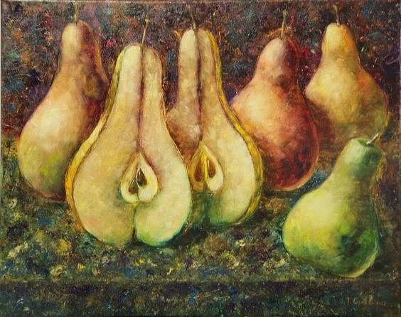 Натюрморт с грушами живопись
