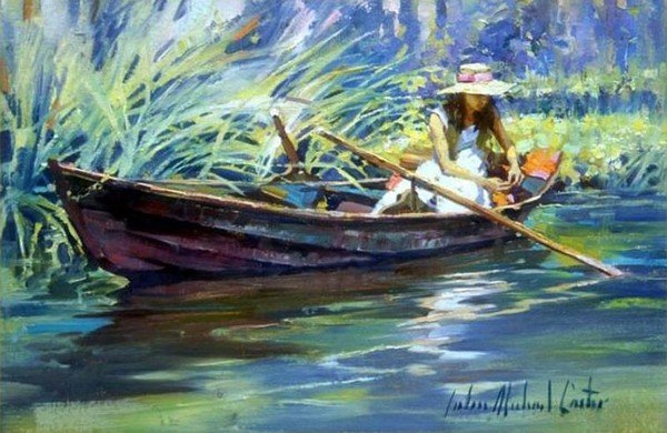 Картина двое в лодке