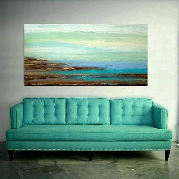 Бирюзовая картина в интерьере