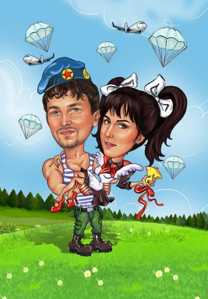 Шарж на золотую свадьбу