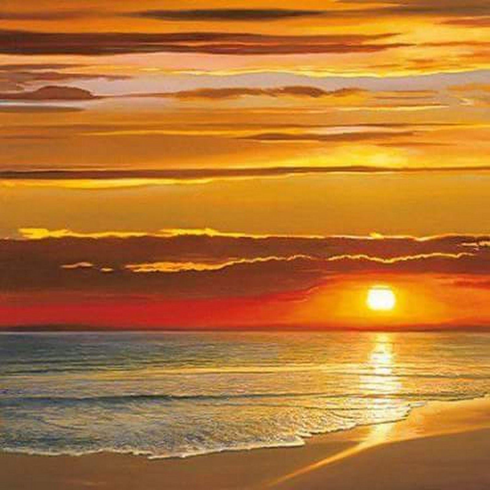 Живопись Восход солнца на море