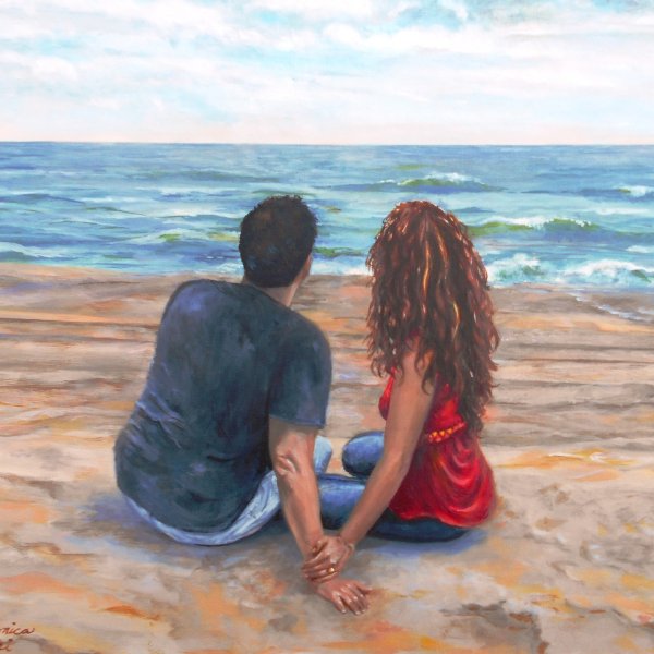 Картина влюбленные на берегу моря