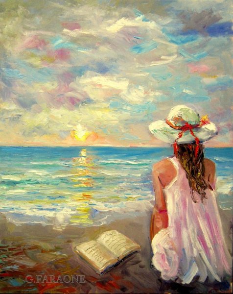 Девушка и море живопись