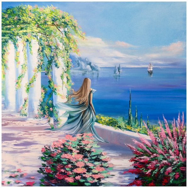 Картина лодка на берегу