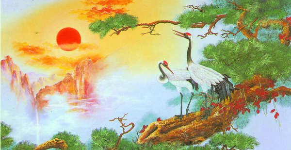 Журавл живопись Япония