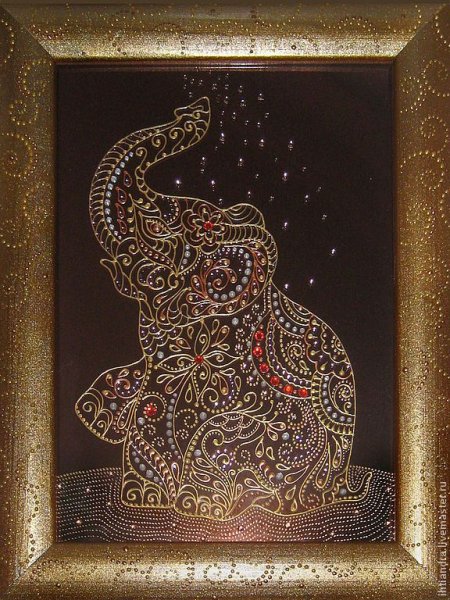 Точечная роспись слон